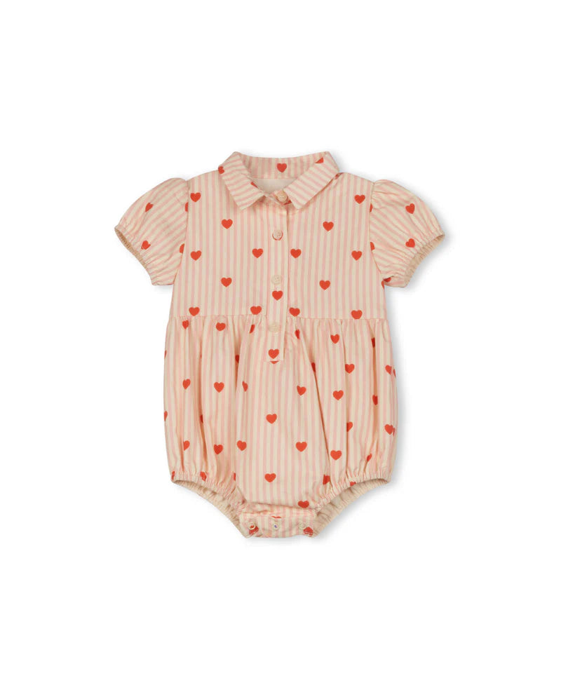 PHIL AND PHOEBE STRIPE HEART PRINT ROMPER
