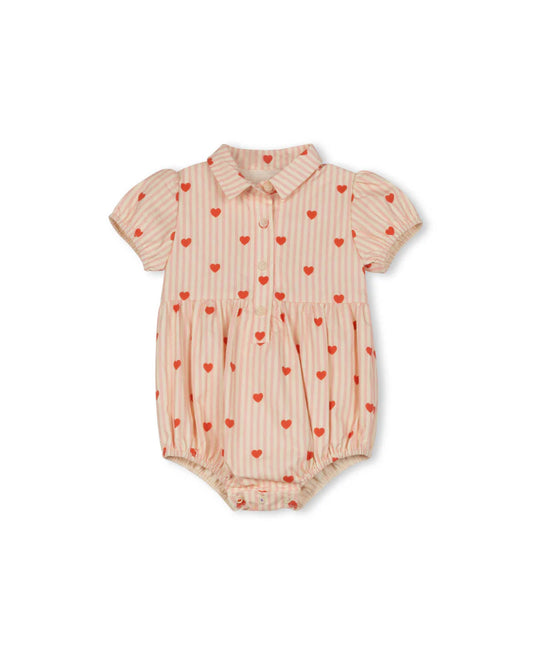 PHIL AND PHOEBE STRIPE HEART PRINT ROMPER