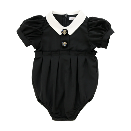 COCO BLANC BLACK TAFFETA COLLAR ROMPER