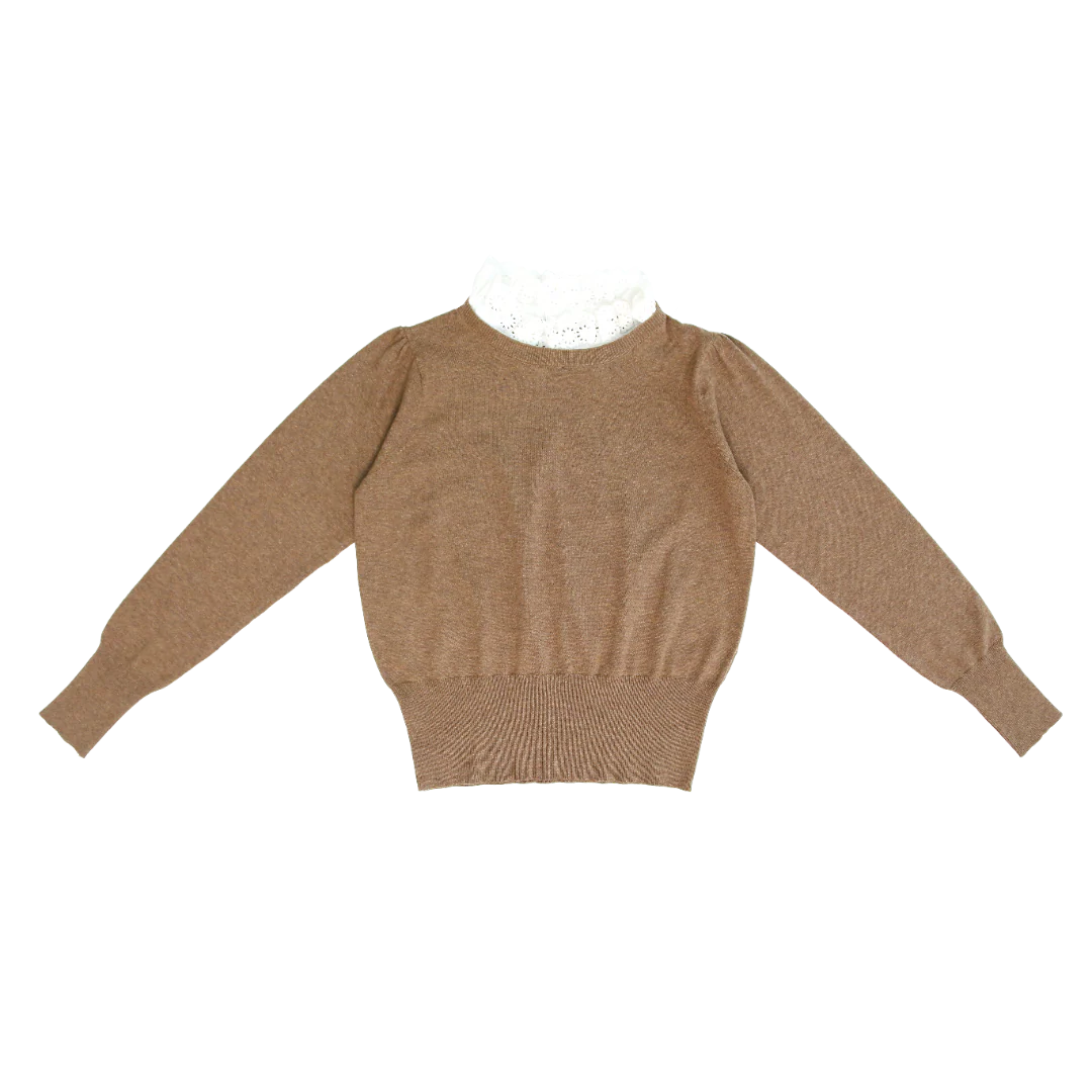COCO BLANC MOCHA RUFFLE COLLAR SWEATER
