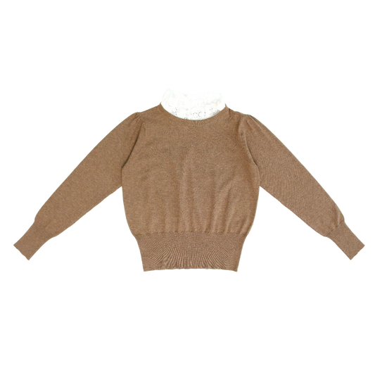COCO BLANC MOCHA RUFFLE COLLAR SWEATER