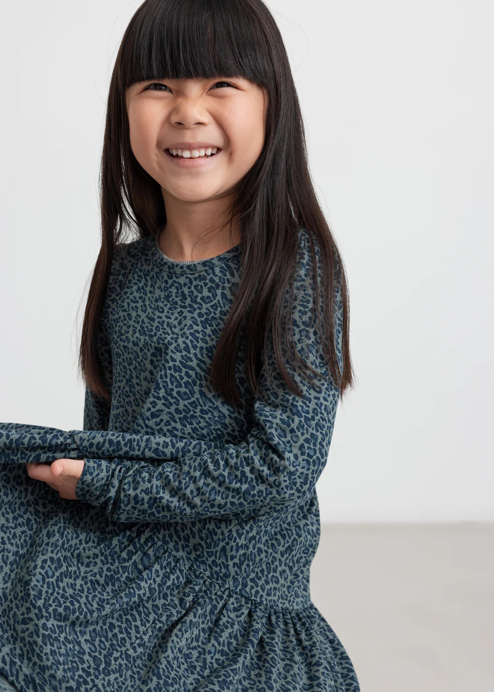 MARMAR COPENHAGEN TEAL LEOPARD TIERED DRESS