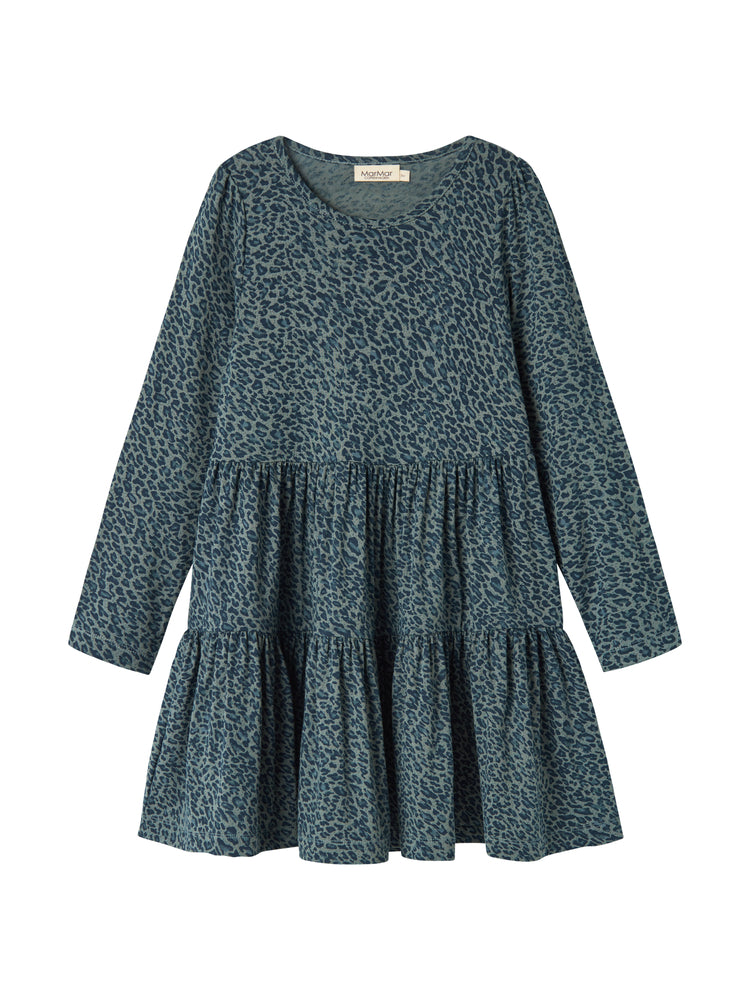 MARMAR COPENHAGEN TEAL LEOPARD TIERED DRESS