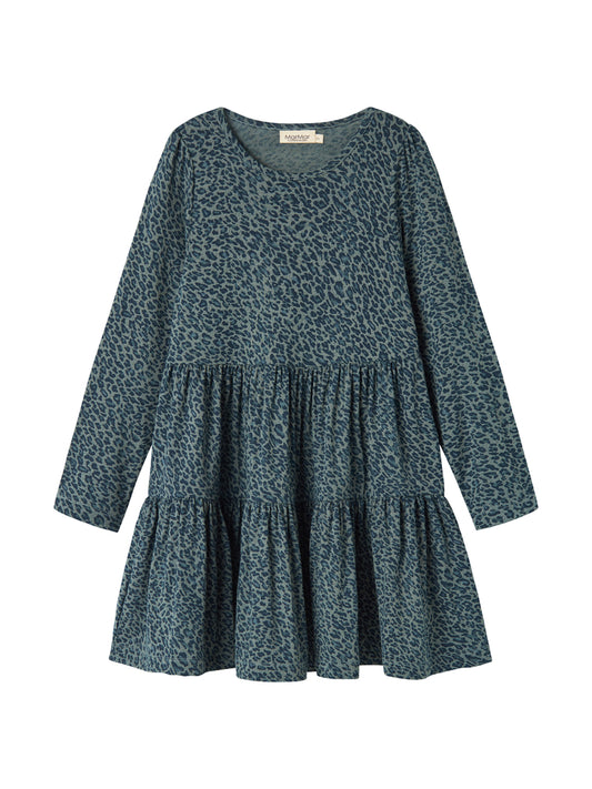 MARMAR COPENHAGEN TEAL LEOPARD TIERED DRESS