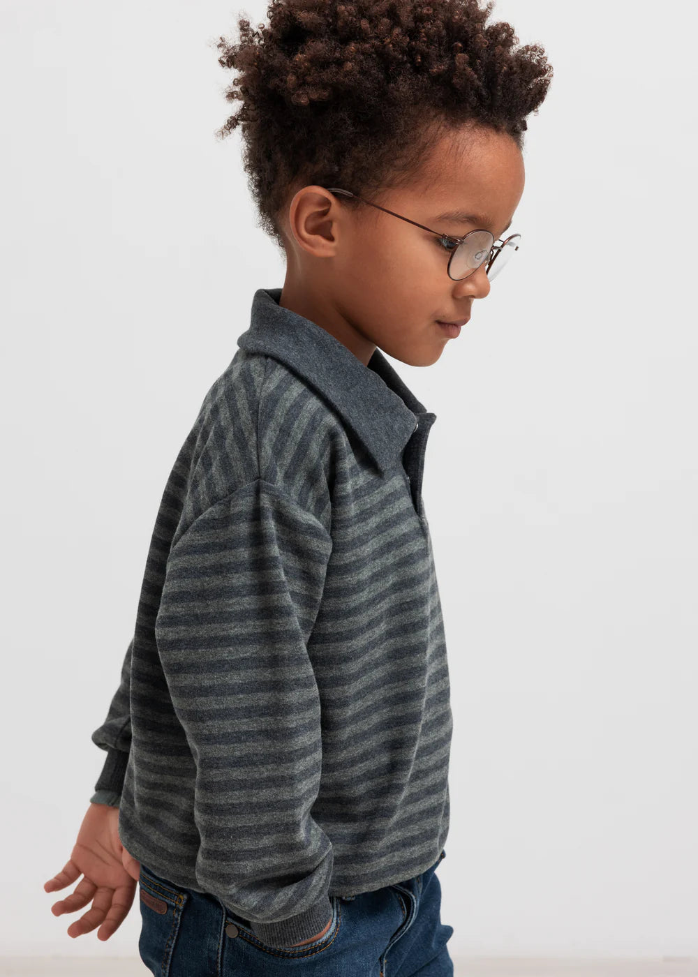 MARMAR COPENHAGEN FOREST GREEN STRIPE COLLAR SWEATER