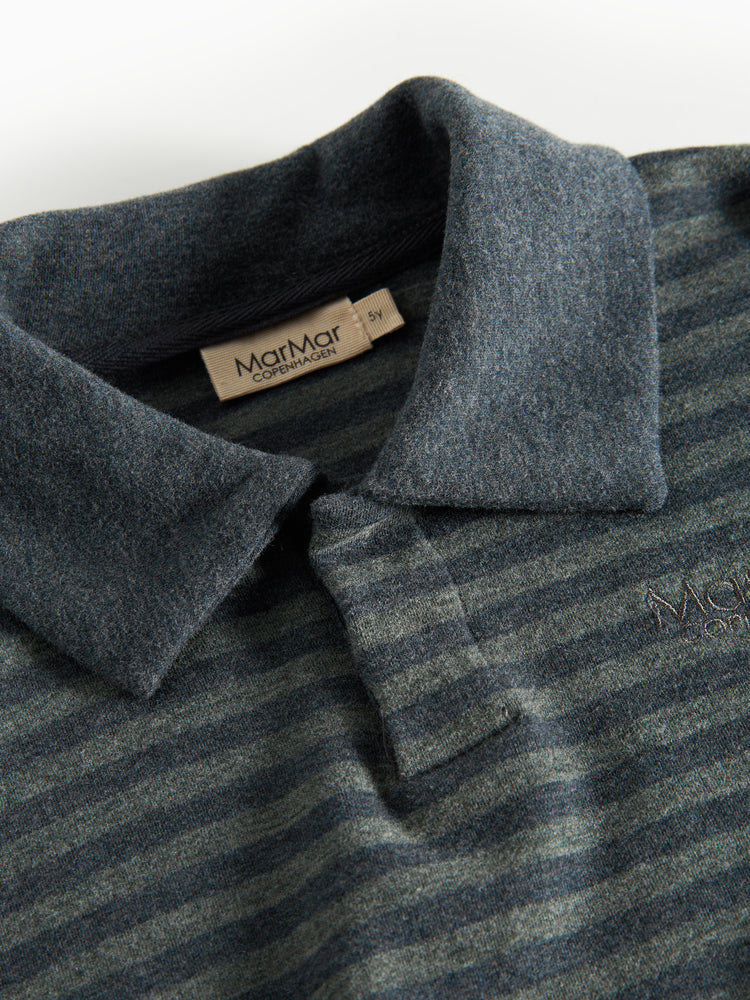MARMAR COPENHAGEN FOREST GREEN STRIPE COLLAR SWEATER