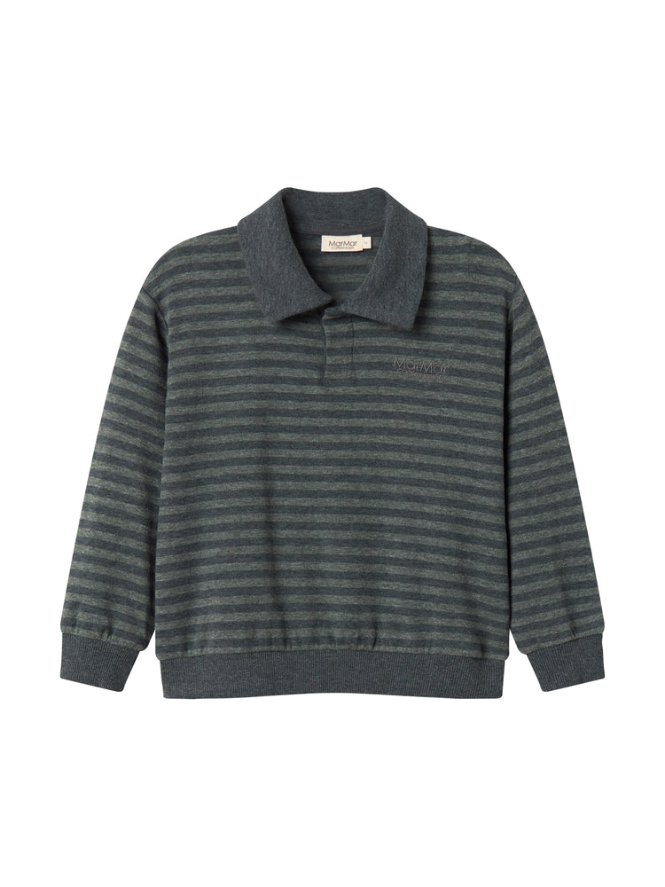 MARMAR COPENHAGEN FOREST GREEN STRIPE COLLAR SWEATER