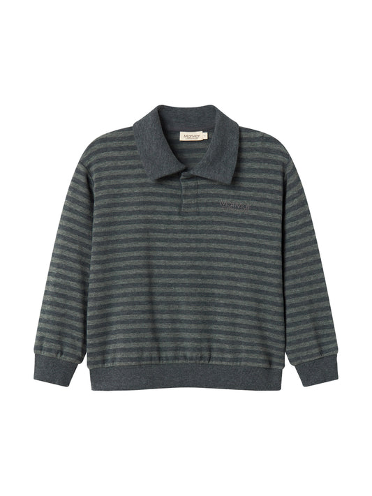 MARMAR COPENHAGEN FOREST GREEN STRIPE COLLAR SWEATER