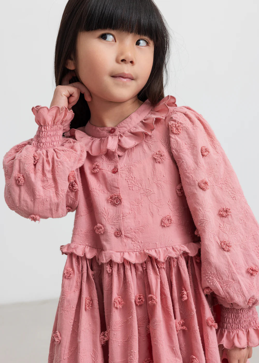 MARMAR COPENHAGEN PINK FLOWER APPLIQUE FRILL DRESS