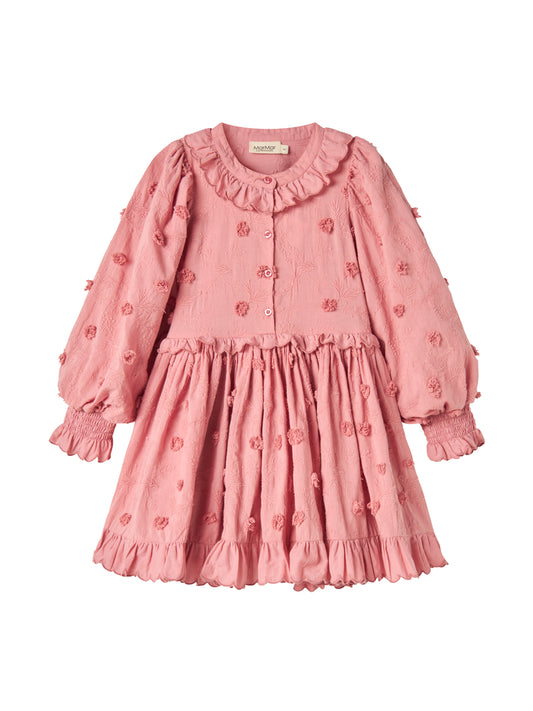 MARMAR COPENHAGEN PINK FLOWER APPLIQUE FRILL DRESS