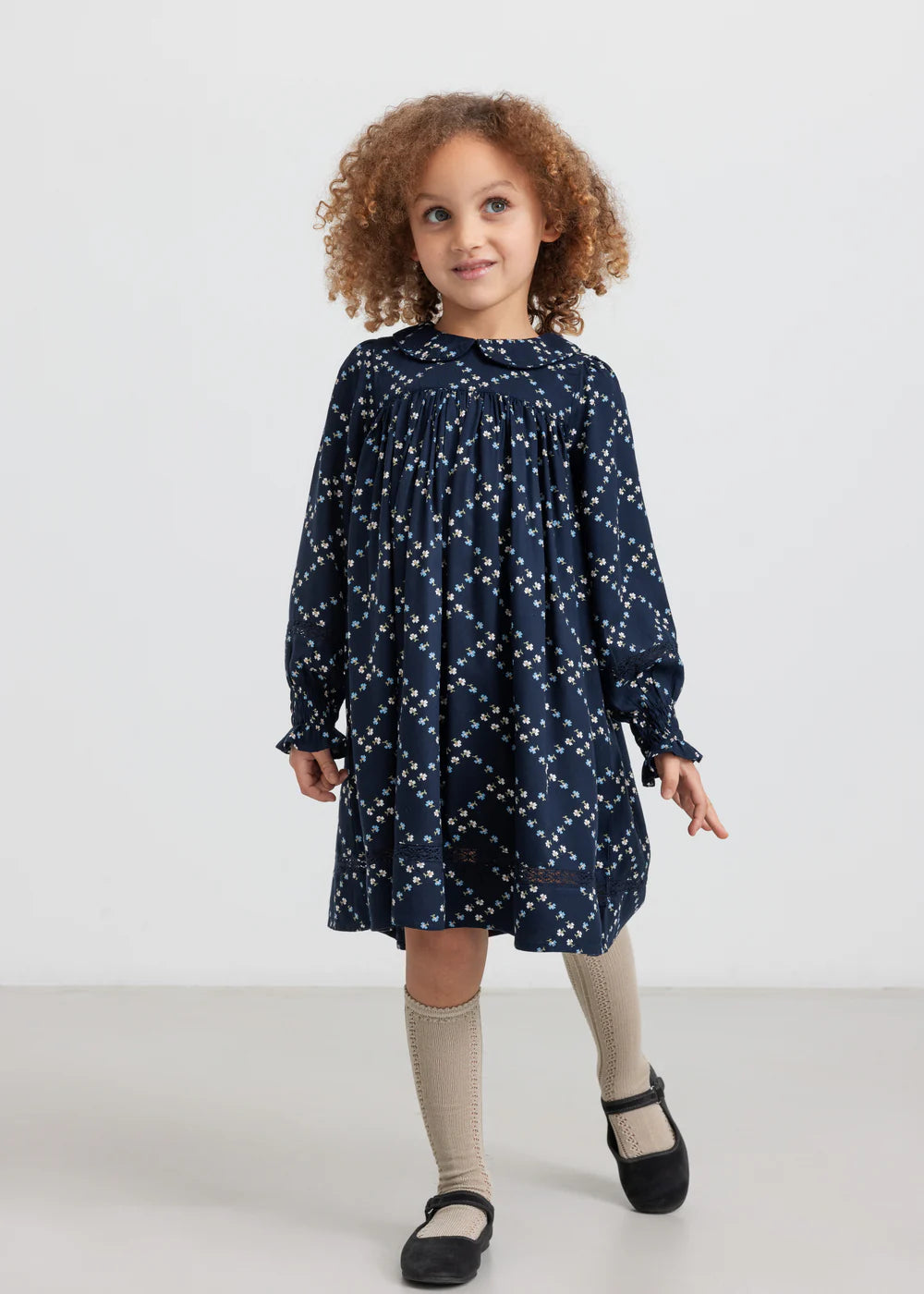 MARMAR COPENHAGEN NAVY FRENCH FLOWER COLLAR DRESS