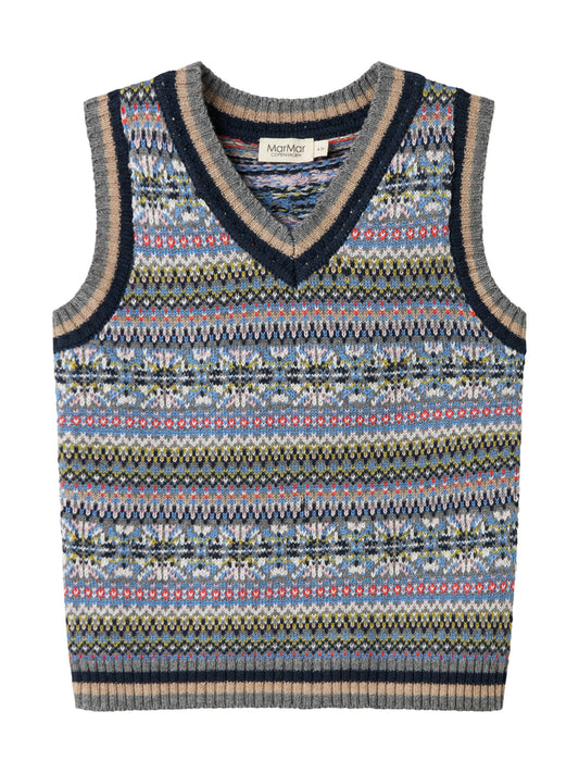 MARMAR COPENHAGEN BLUE FAIR ISLE KNIT VEST