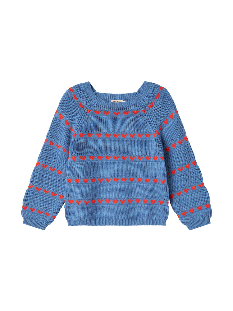 MARMAR COPENHAGEN BLUE HEART STRIPE KNIT SWEATER