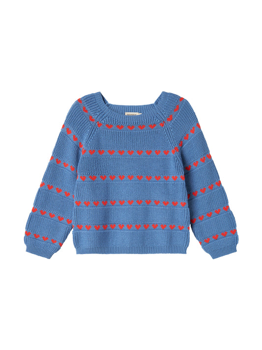 MARMAR COPENHAGEN BLUE HEART STRIPE KNIT SWEATER