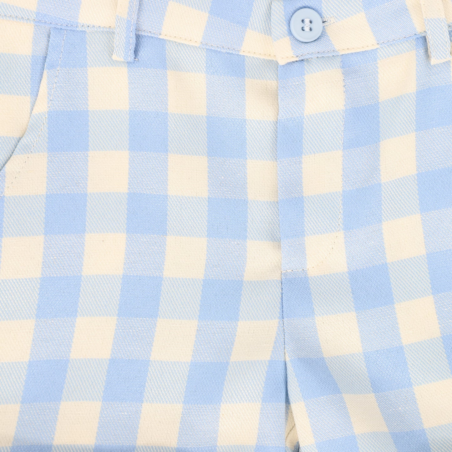 LE BOURDON LIGHT BLUE CHECKED SUSPENDER SHORTS