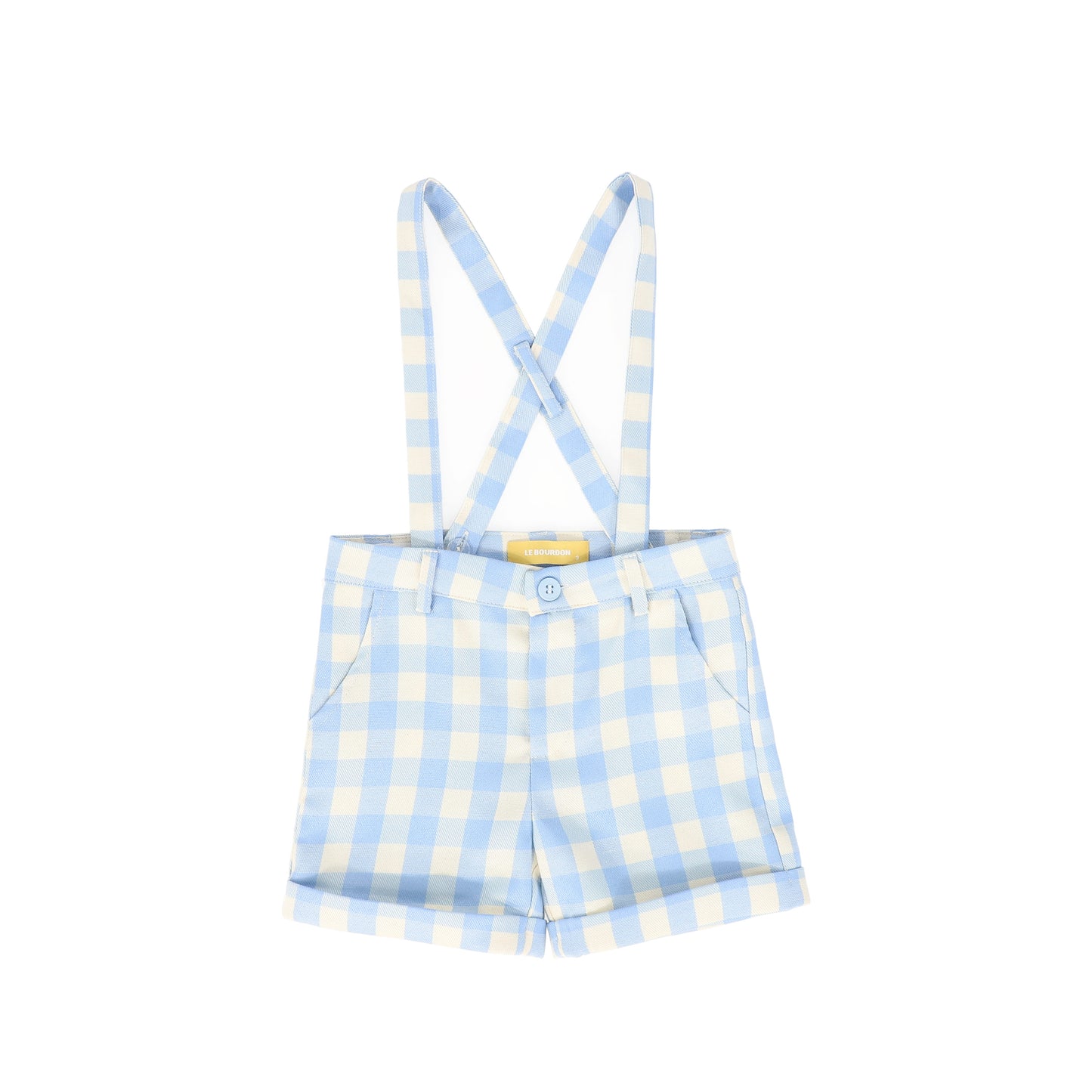 LE BOURDON LIGHT BLUE CHECKED SUSPENDER SHORTS