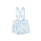 LE BOURDON LIGHT BLUE CHECKED H FRONT SUSPENDER SHORTS