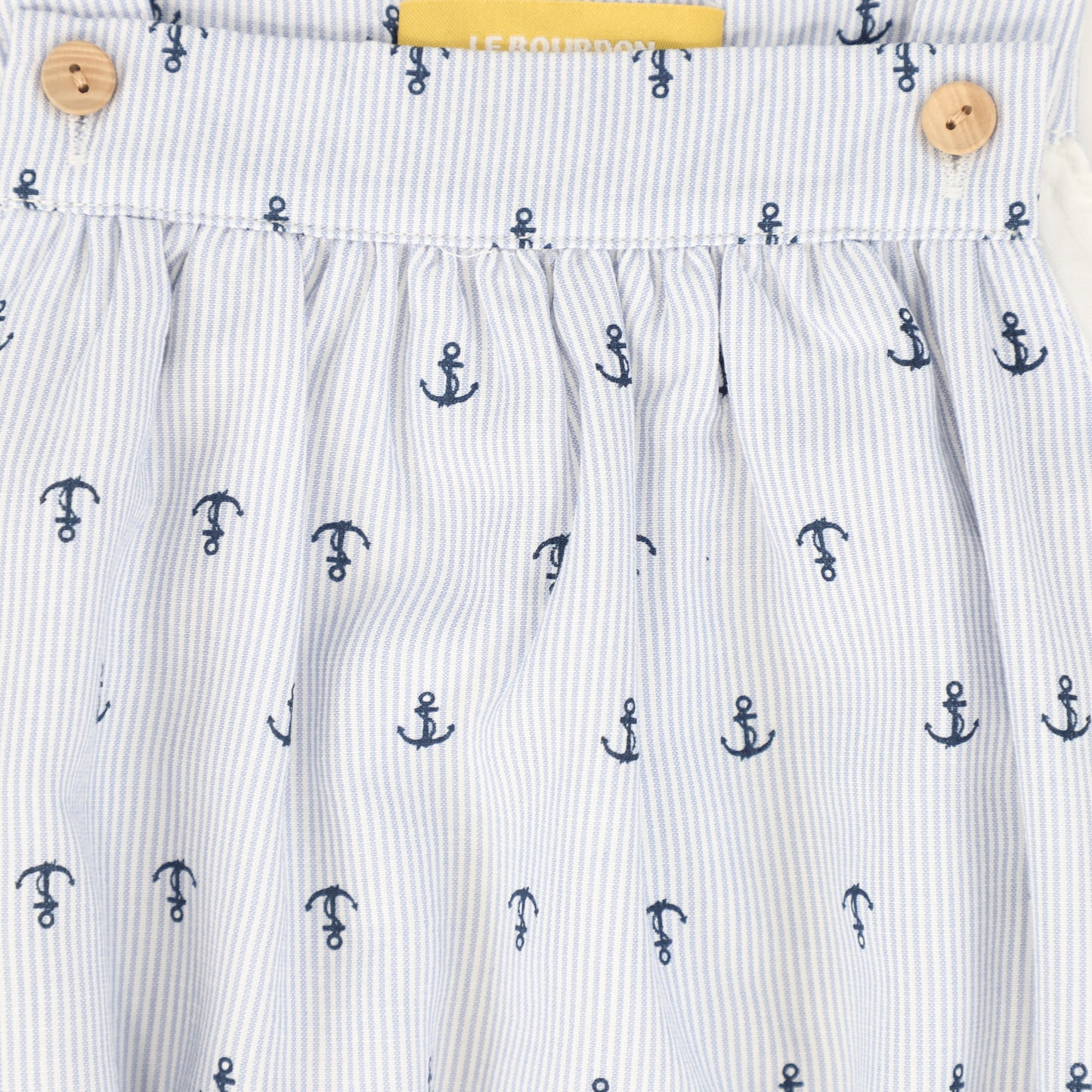 LE BOURDON BLUE ANCHOR PRINT SEERSUCKER ROMPER
