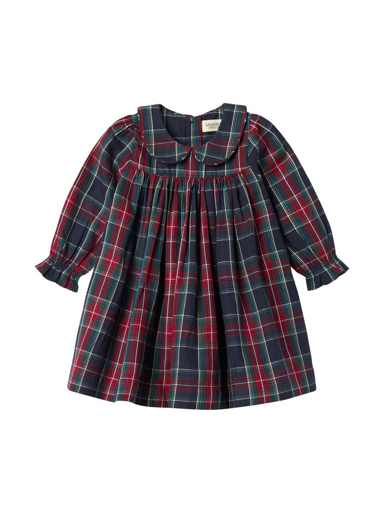 MARMAR COPENHAGEN GREEN/RED PLAID COLLAR DRESS