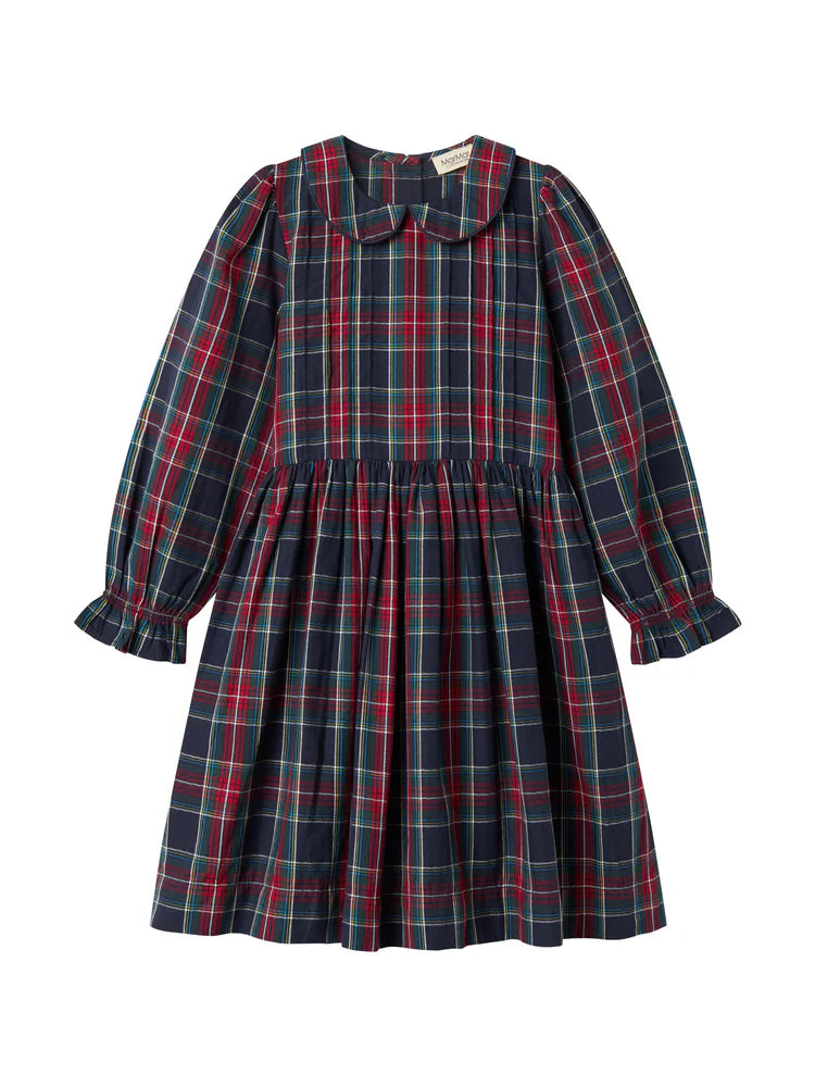 MARMAR COPENHAGEN GREEN/RED PLAID COLLAR DRESS