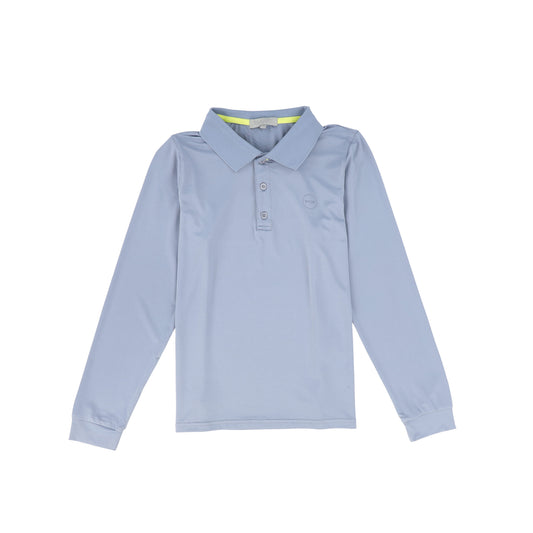 BACE COLLECTION DUSTY BLUE LS LOGO POLO