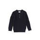 KLAI NAVY RIBBED KNIT POLO SWEATER