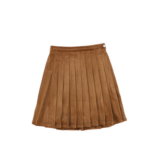 KLAI BROWN VELVET PLEAT SKIRT