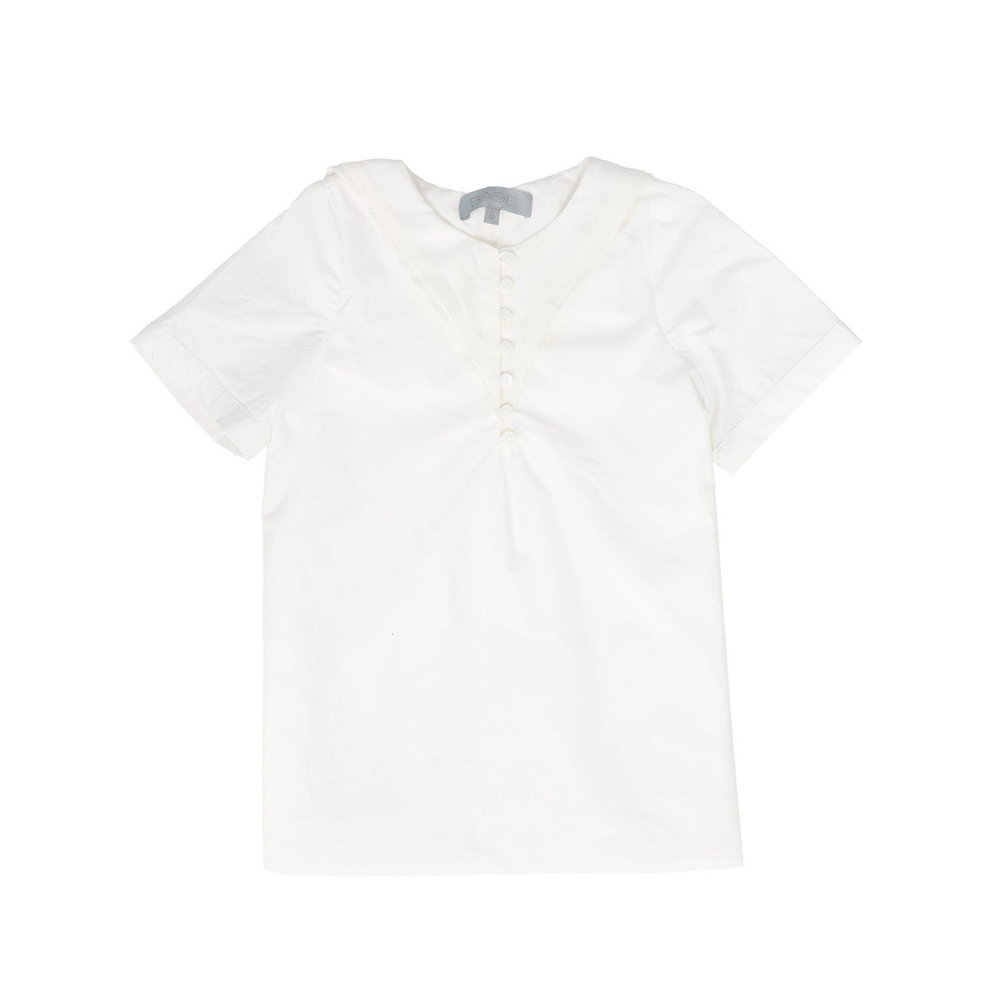 BACE COLLECTION WHITE LINEN SAILOR COLLAR SS SHIRT