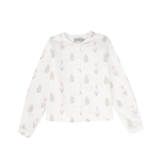 BACE COLLECTION BEIGE FLORAL SCATTERED COLLAR BLOUSE