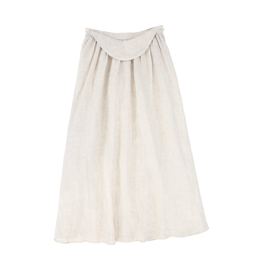 BACE COLLECTION BEIGE LINEN HERRINGBONE PLEAT SKIRT