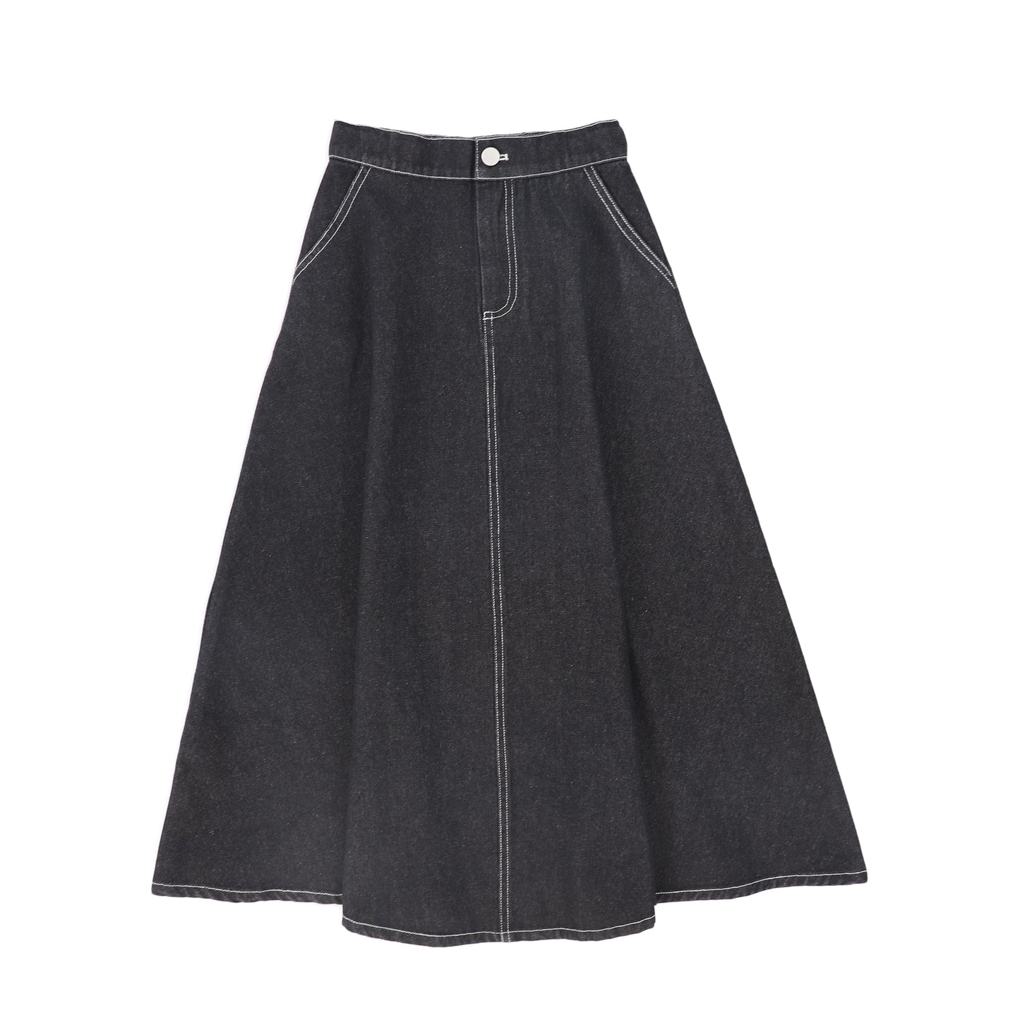 VALENTINA BLACK DENIM FLY FRONT DENIM SKIRT [FINAL SALE]