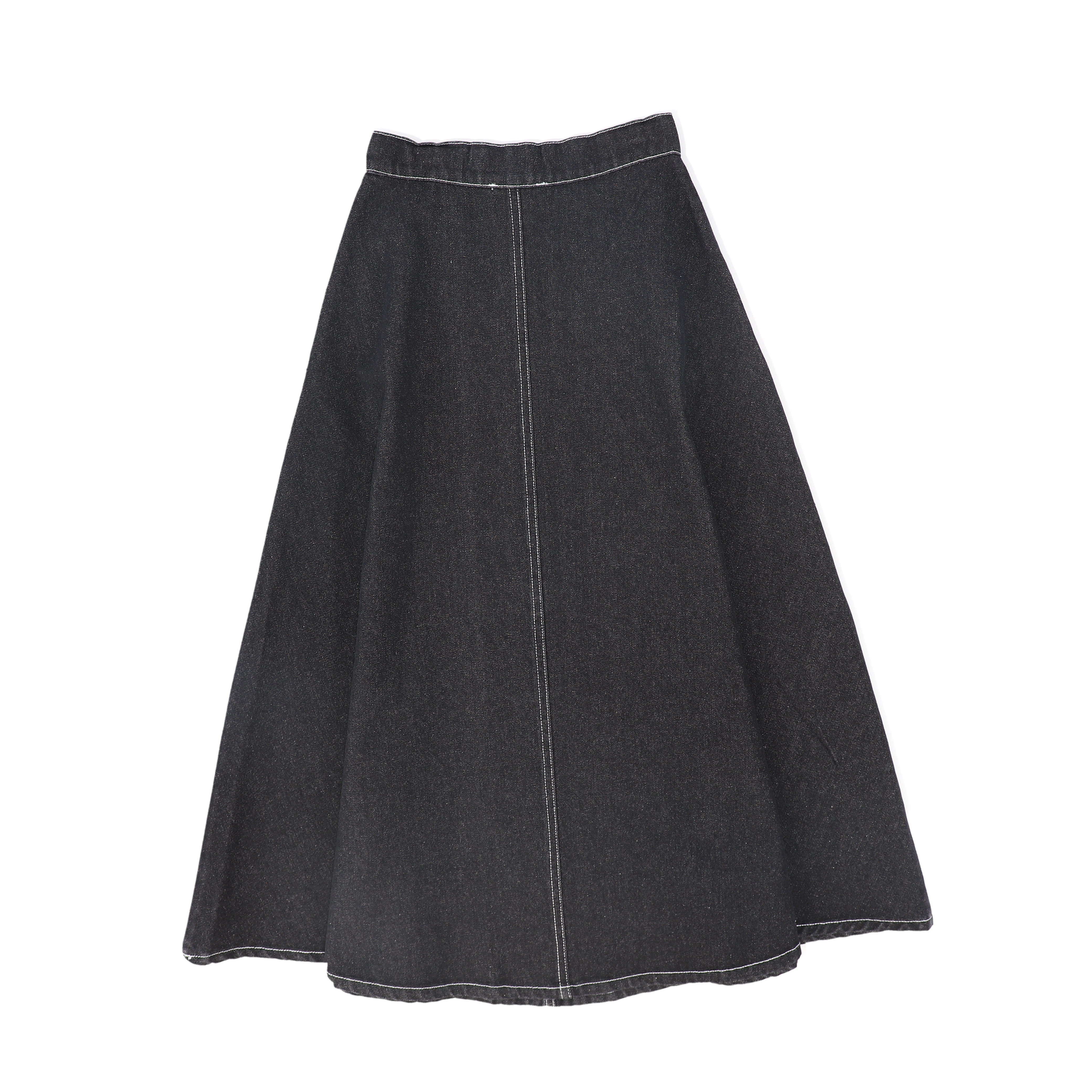 VALENTINA BLACK DENIM FLY FRONT DENIM SKIRT [FINAL SALE] – Luibelle