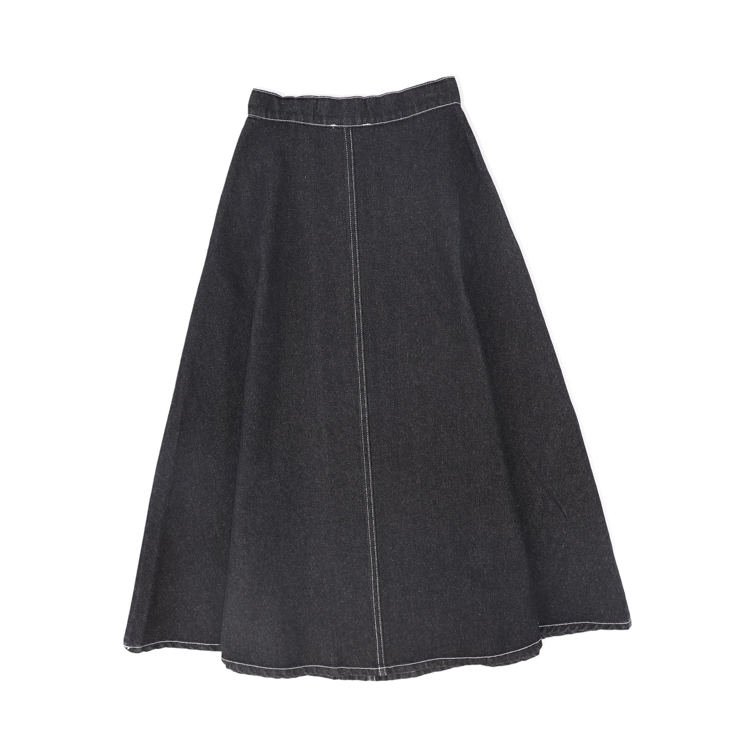 VALENTINA BLACK DENIM FLY FRONT DENIM SKIRT [FINAL SALE]