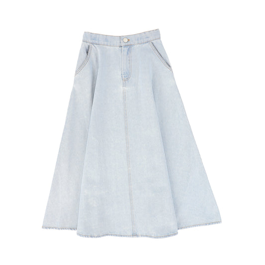 VALENTINA LIGHT BLUE FLY FRONT DENIM SKIRT
