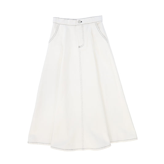 VALENTINA WHITE FLY FRONT DENIM SKIRT