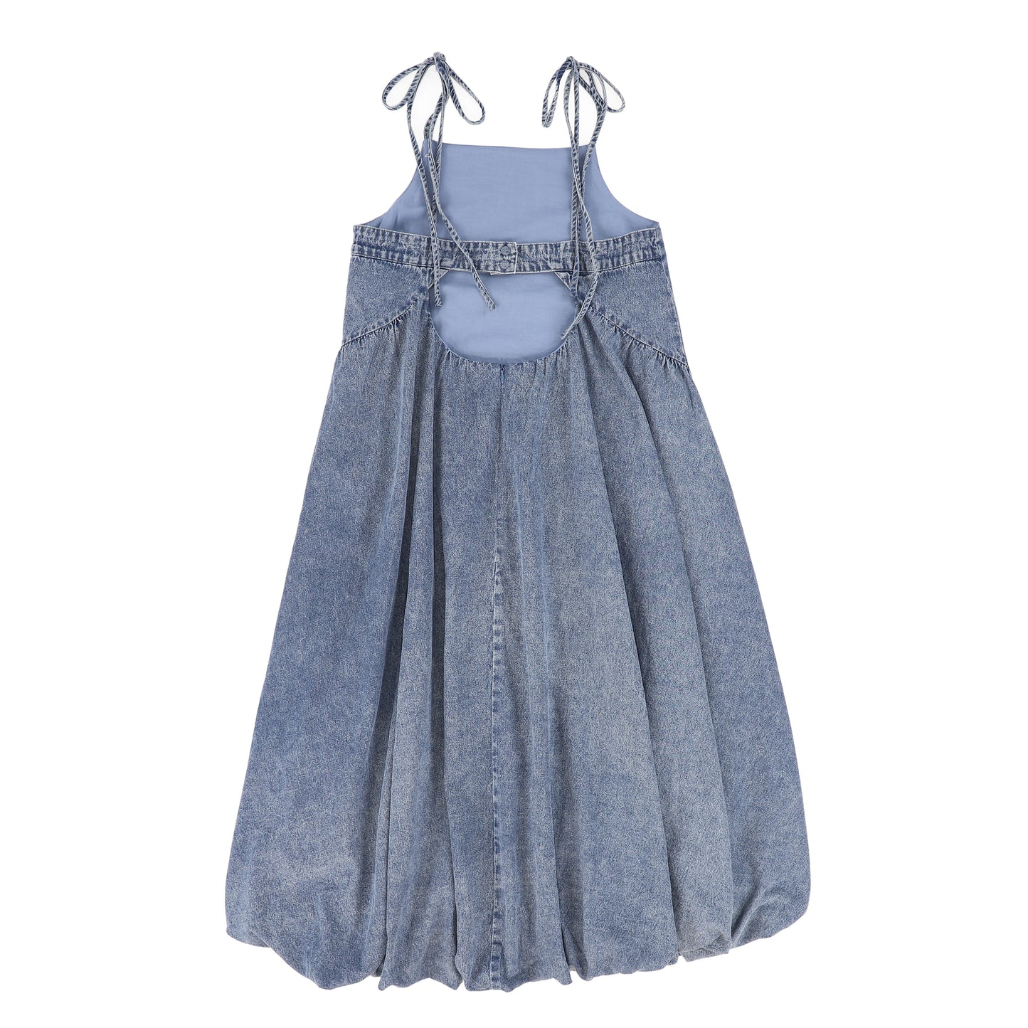VALENTINA BLUE DENIM CHAMBRAY BUBBLE MIDI DRESS