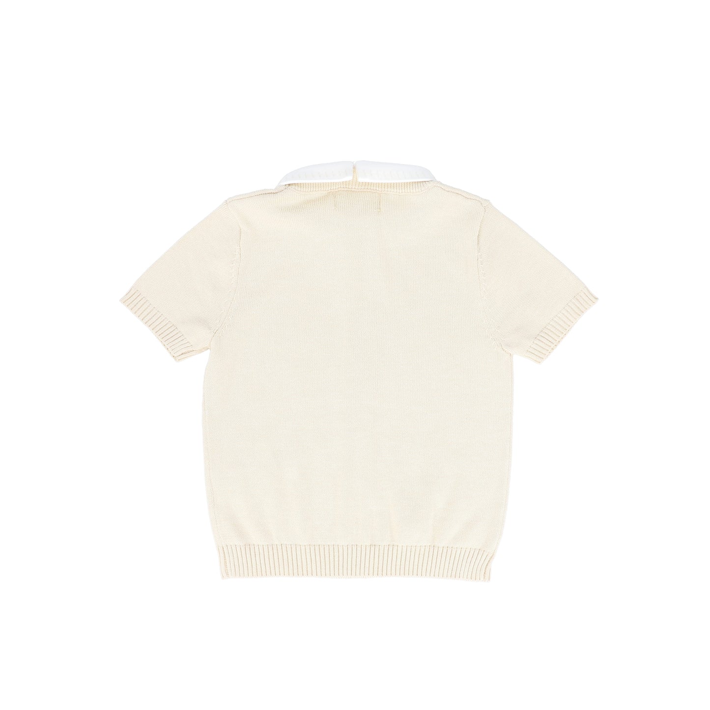 LE BOURDON BEIGE KNIT CABLE STRIPE COLLAR SWEATER