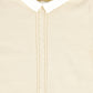 LE BOURDON BEIGE KNIT CABLE STRIPE COLLAR SWEATER