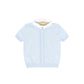 LE BOURDON BLUE KNIT CABLE STRIPE COLLAR SWEATER