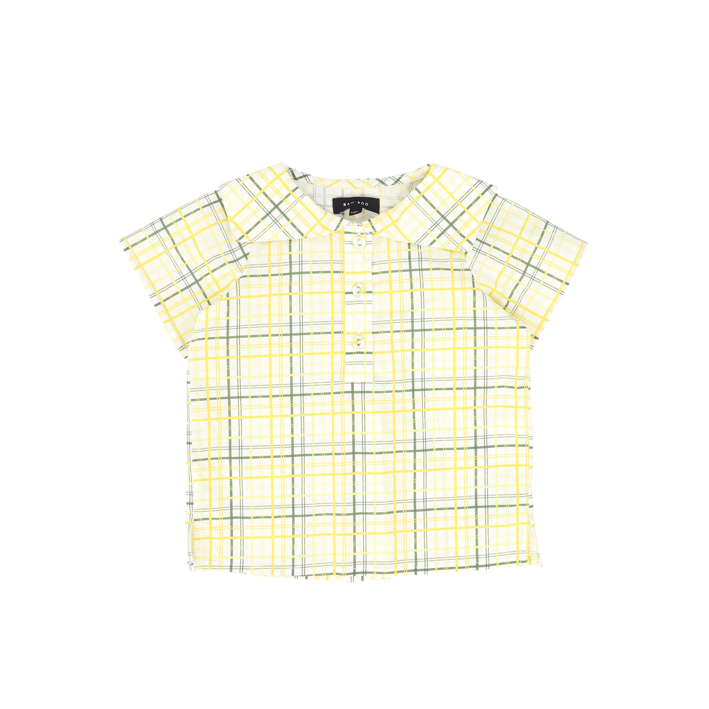 BAMBOO YELLOW PLAID SAILOR COLLAR BLOUSE