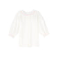BAMBOO WHITE SMOCKED RUFFLE TRIM BLOUSE