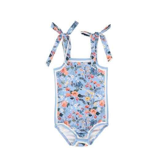WATER CLUB BLUE FLORAL OUTLINE SWIMSUIT