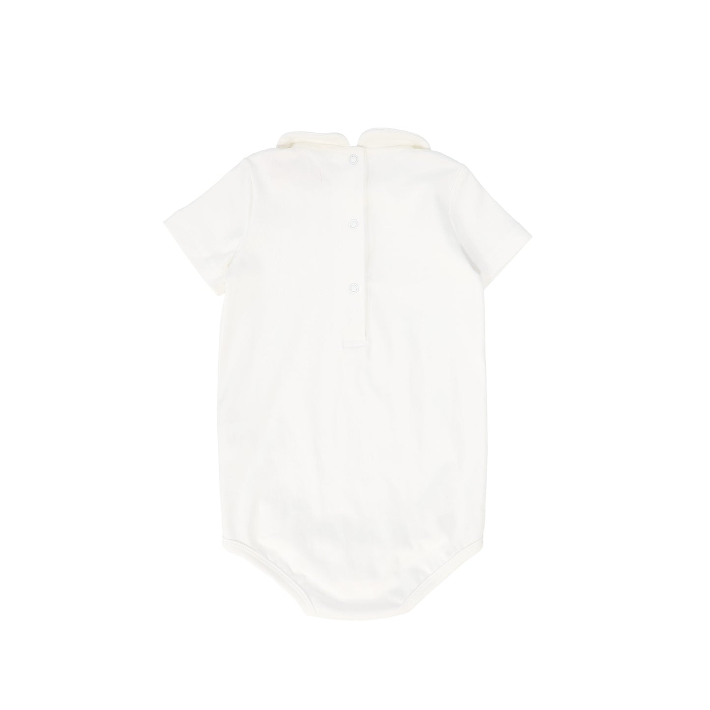 LE BOURDON WHITE BEE EMBROIDERED COLLAR ONESIE