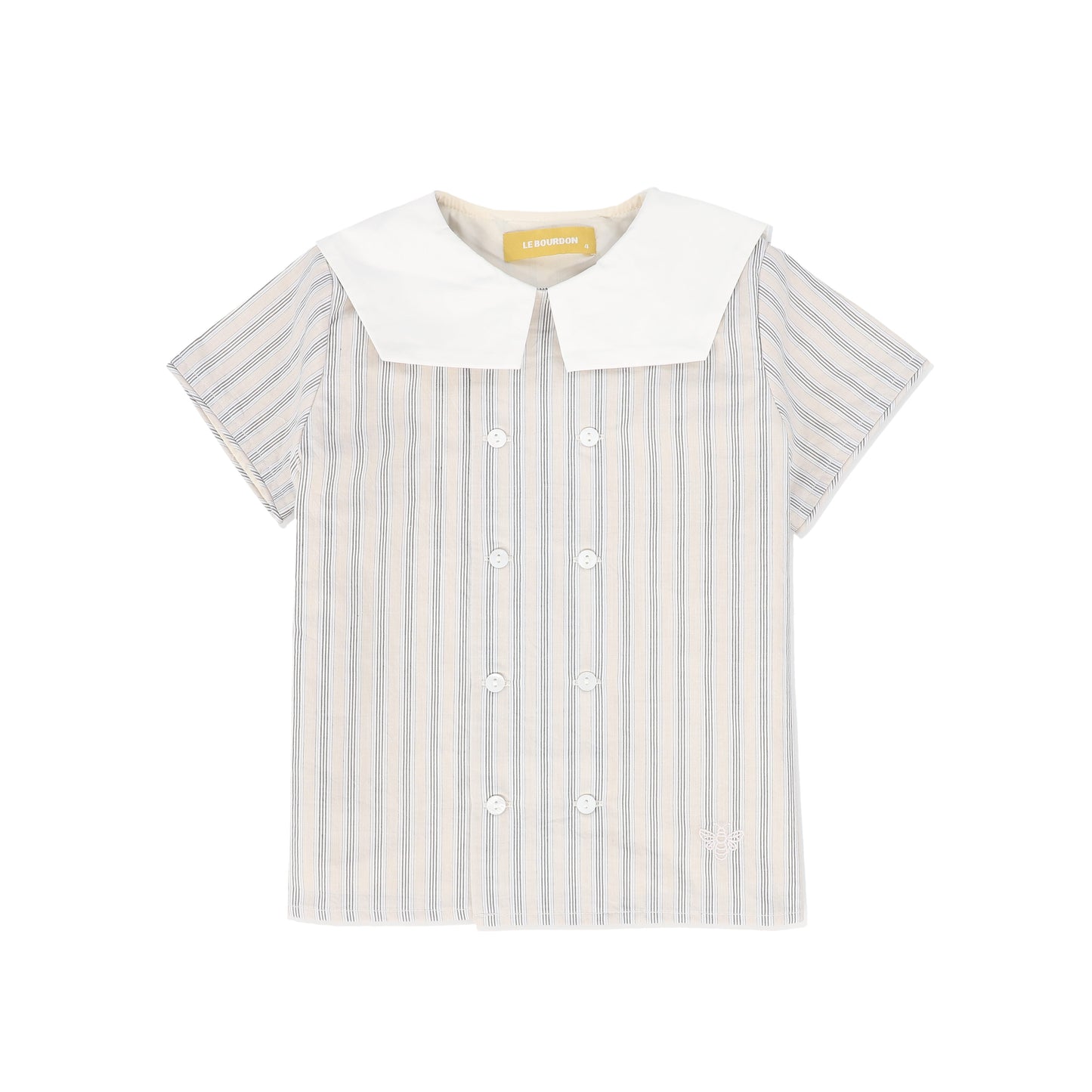 LE BOURDON BEIGE DOUBLE STRIPE SAILOR COLLAR BLOUSE