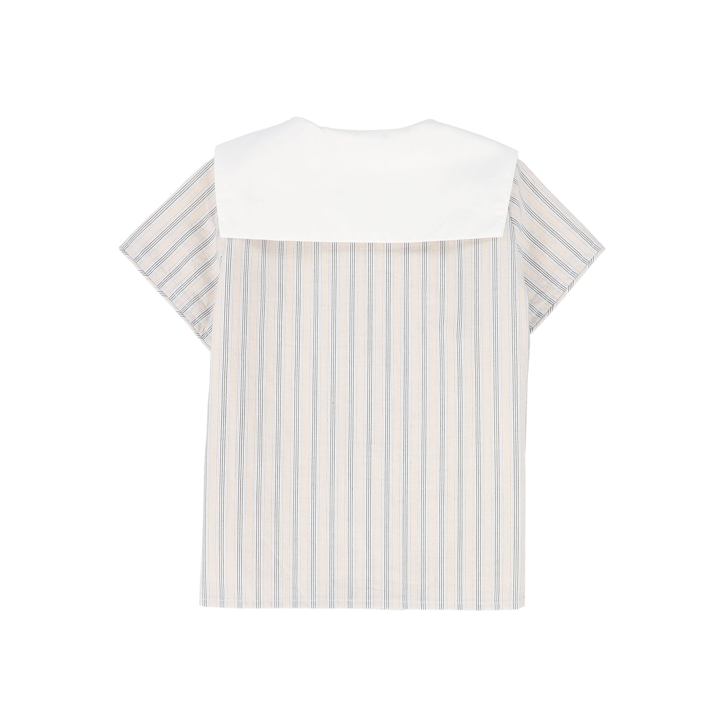 LE BOURDON BEIGE DOUBLE STRIPE SAILOR COLLAR BLOUSE