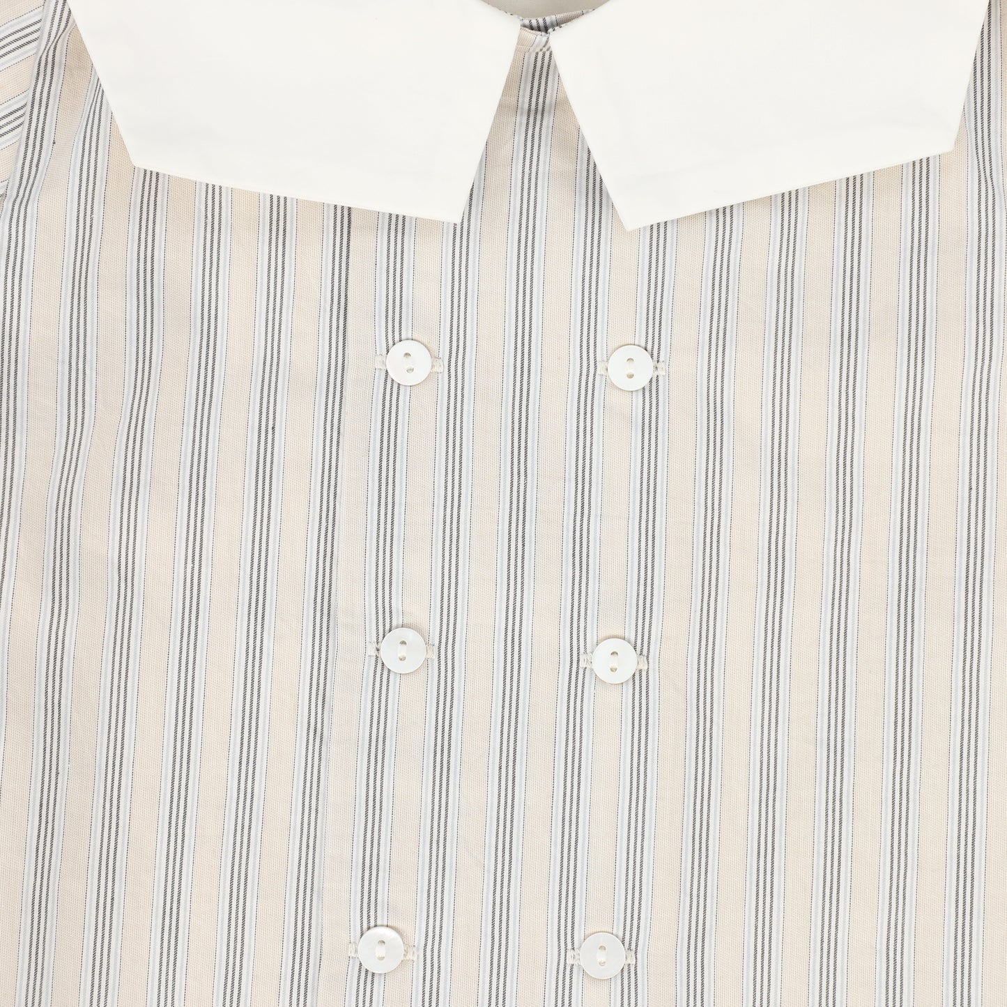 LE BOURDON BEIGE DOUBLE STRIPE SAILOR COLLAR BLOUSE
