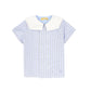 LE BOURDON BLUE DOUBLE STRIPE SAILOR COLLAR BLOUSE