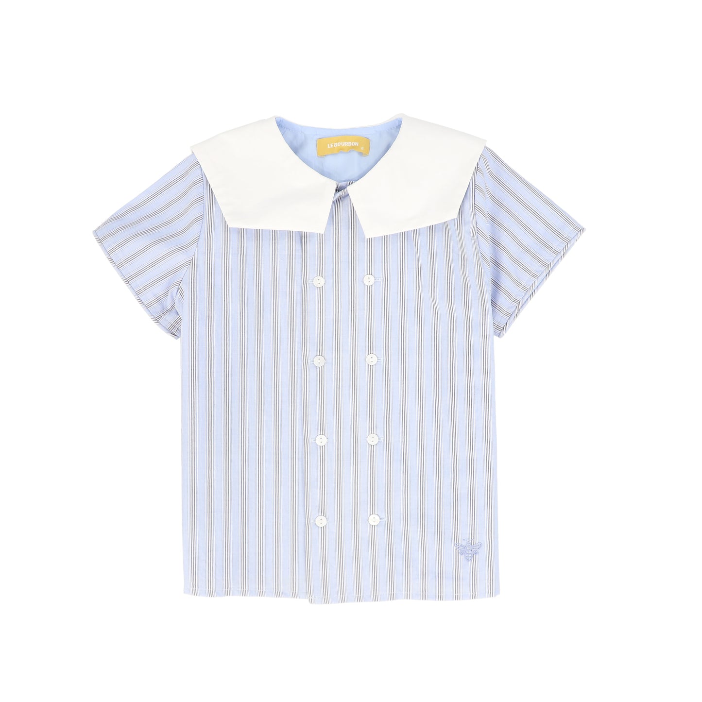 LE BOURDON BLUE DOUBLE STRIPE SAILOR COLLAR BLOUSE