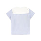 LE BOURDON BLUE DOUBLE STRIPE SAILOR COLLAR BLOUSE