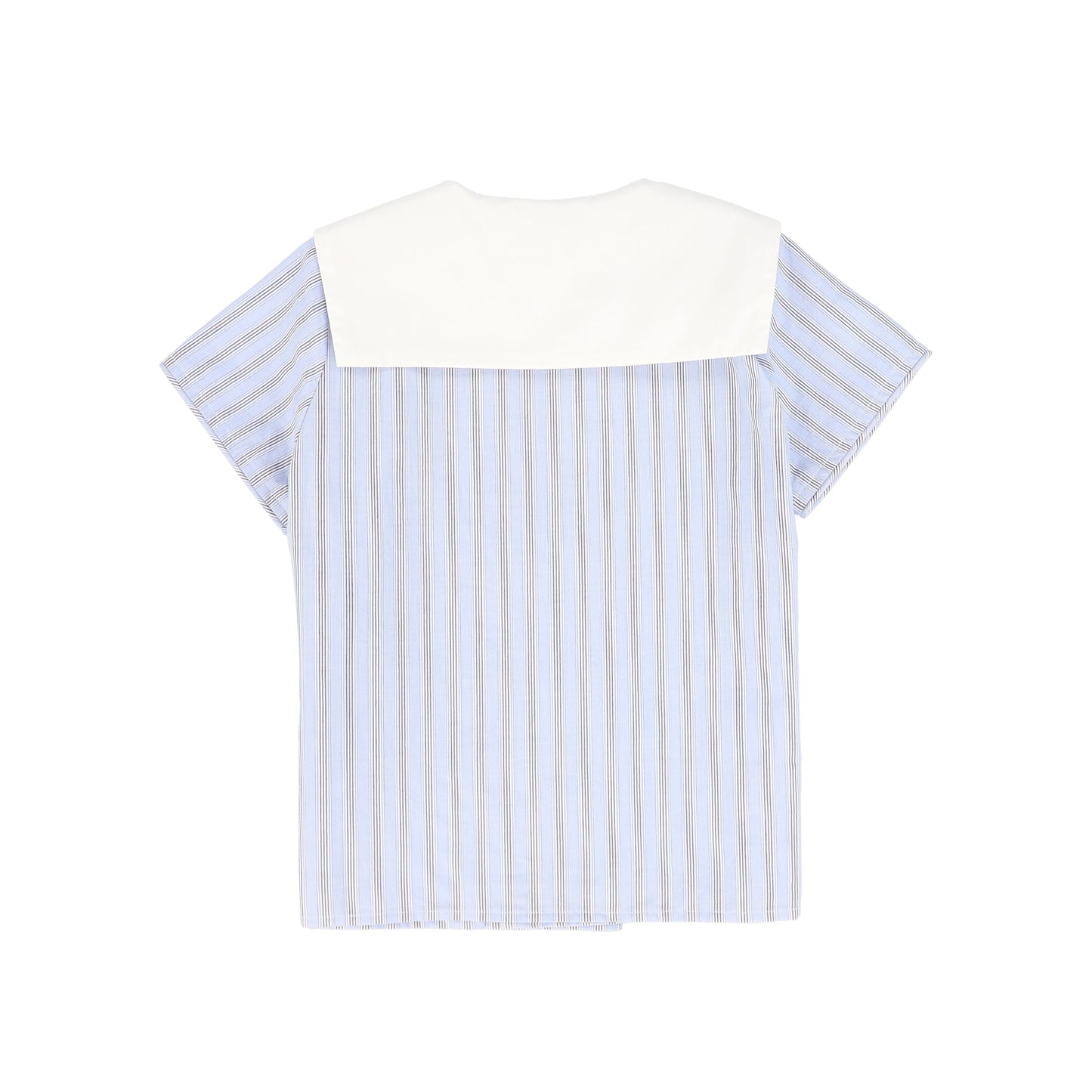 LE BOURDON BLUE DOUBLE STRIPE SAILOR COLLAR BLOUSE